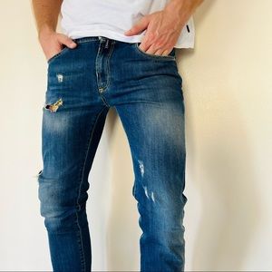 E. Marinella napoli luxury rare denim distressed jeans made in Italy
